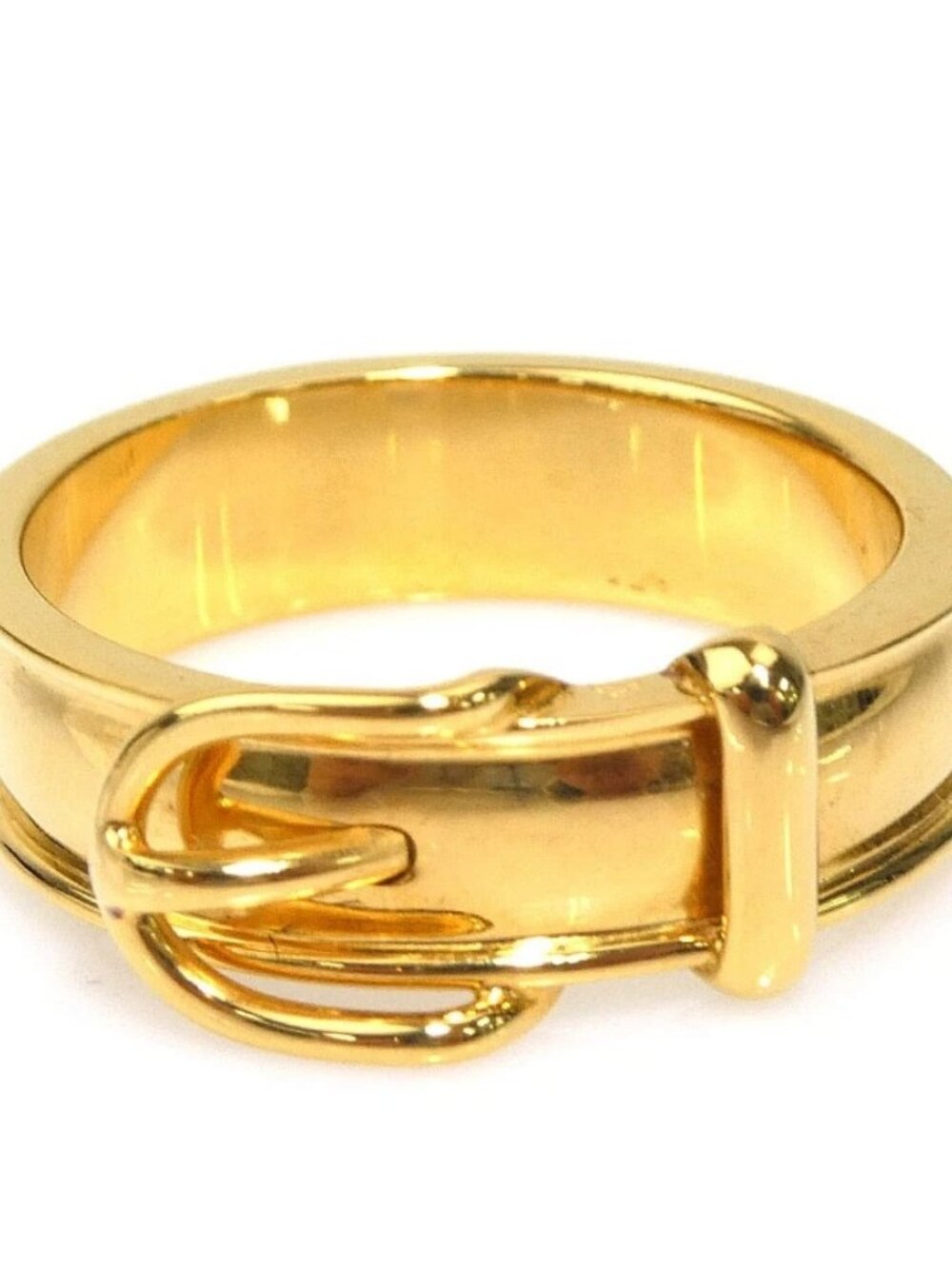 HERMES Belt Motif Scarf Ring Gold Metal - e61105a